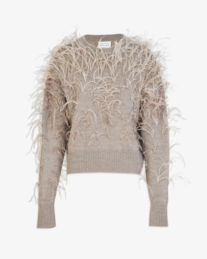 Front of a size 3X Lexia Knit Sweater in Sparrow Grey by Tanya Taylor. | dia_product_style_image_id:316693